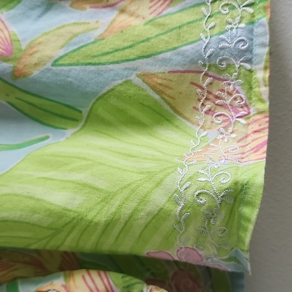 RARE Vintage Lilly Pulitzer Baby Girl Dress - Tropical Floral & Pink Trim Sz 6 M - Picture 6 of 13